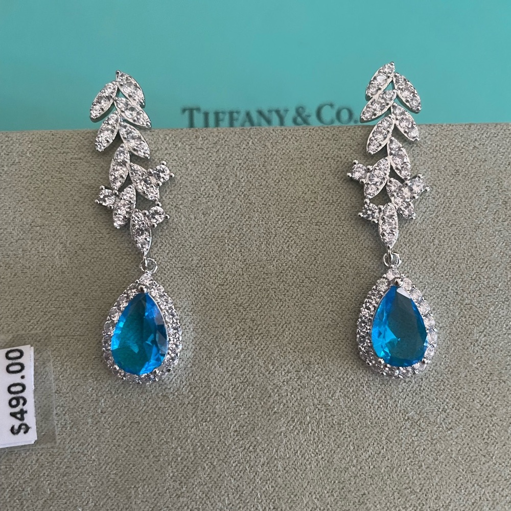 Vintage Swiss Blue Vine Earrings 14k